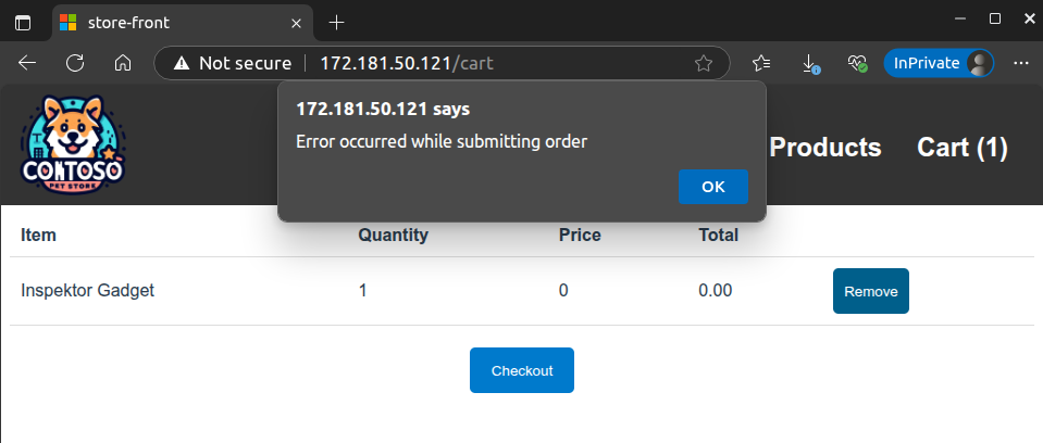 Error when trying to buy the Inspektor Gadget product